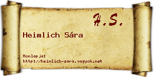 Heimlich Sára névjegykártya